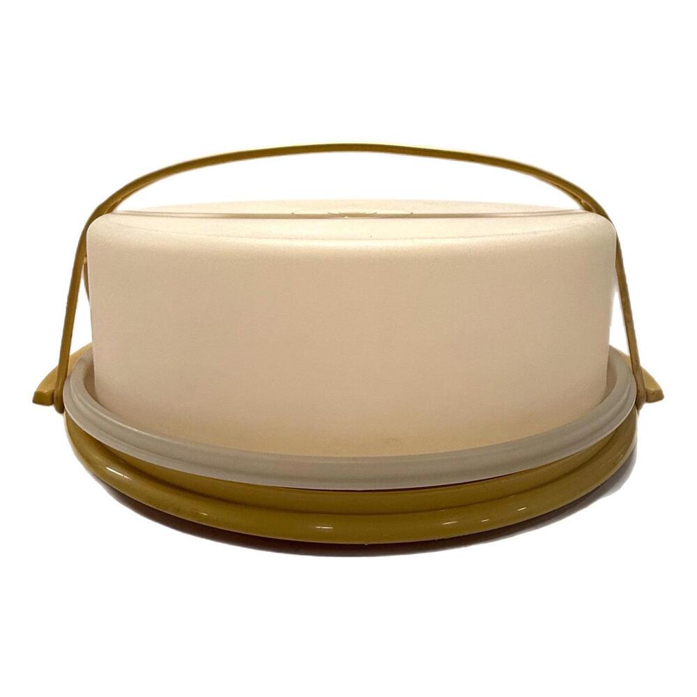 1970s Vintage Tupperware 719-2 Harvest Gold 10” Pie / Cake Taker Carrier Keeper